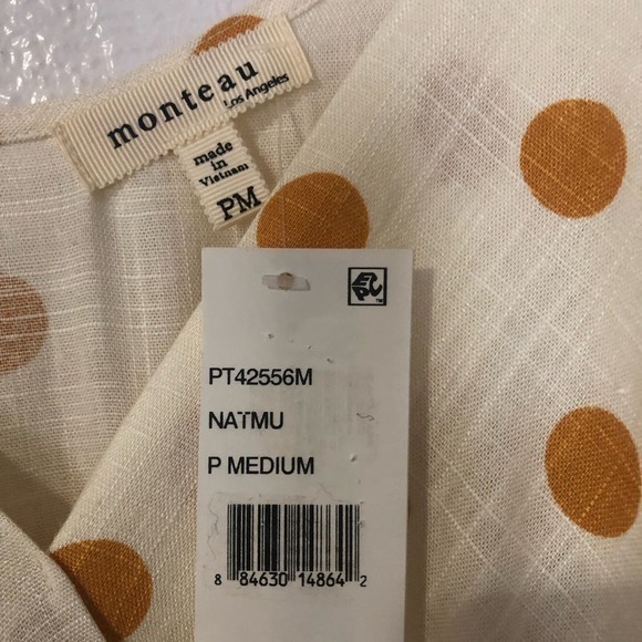 Monteau Womens Beige Polka Dots Escapada Sleeveless Summer Jumpsuit Size PM NWT - Picture 5 of 5